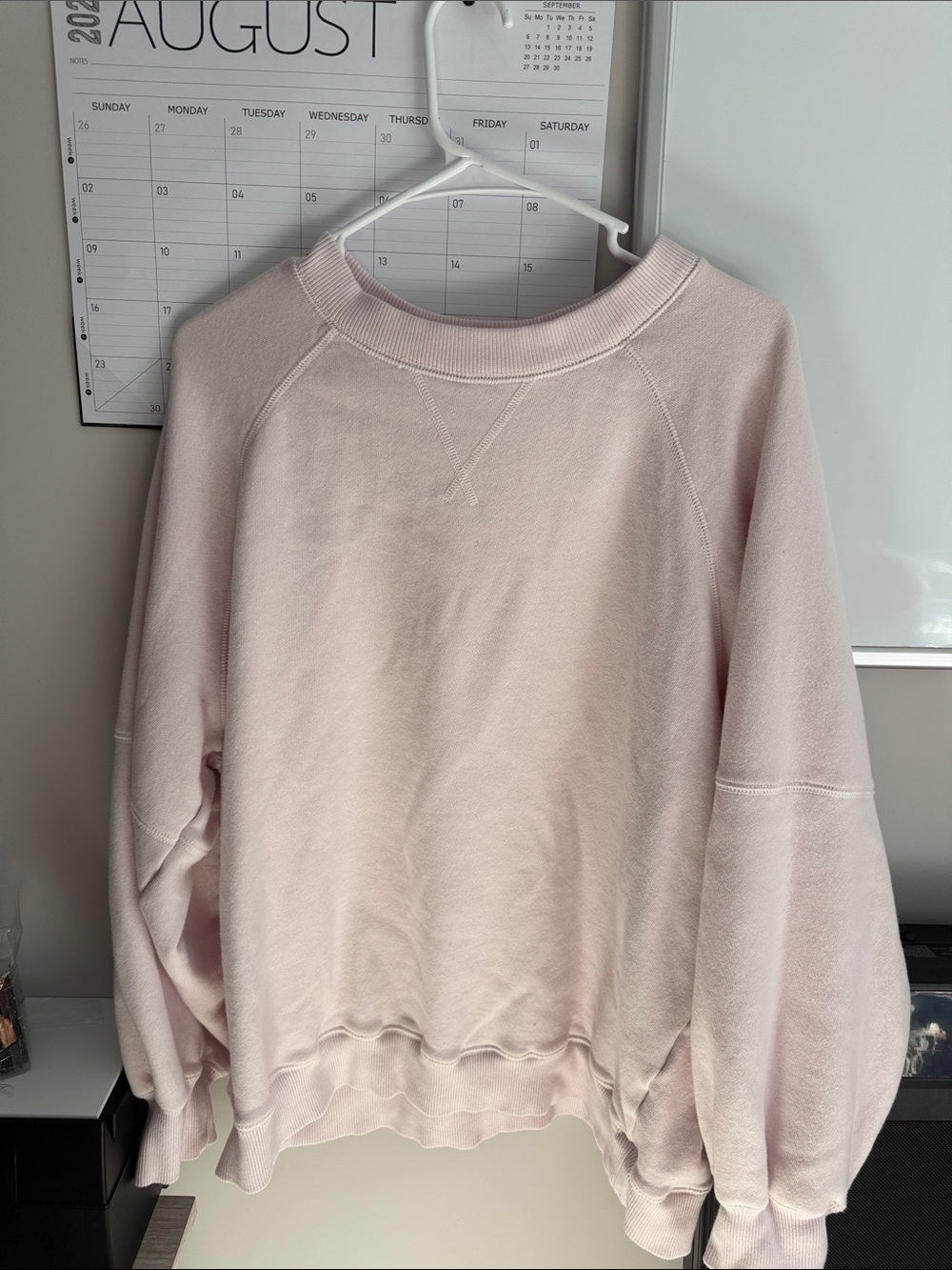 aeri Pink fleece oversized Crewneck sweatshirt